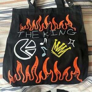 Ethika Black Tote Bag with Orange Flame Design